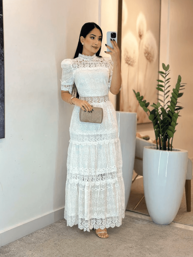 Vestido Laser com Guipir